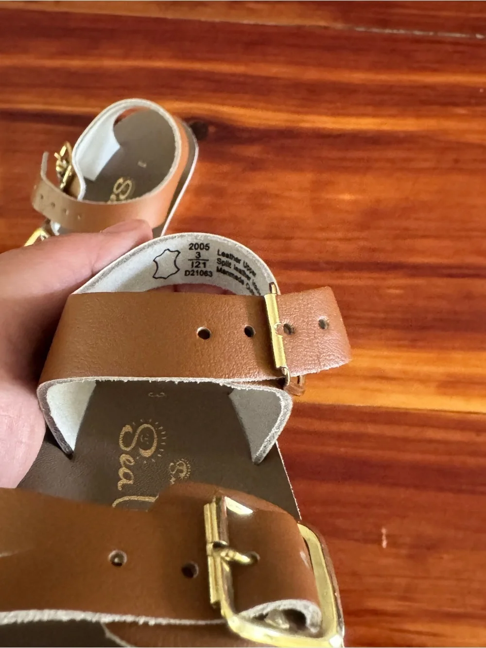 Baby Brown Leather Saltwater Sandals